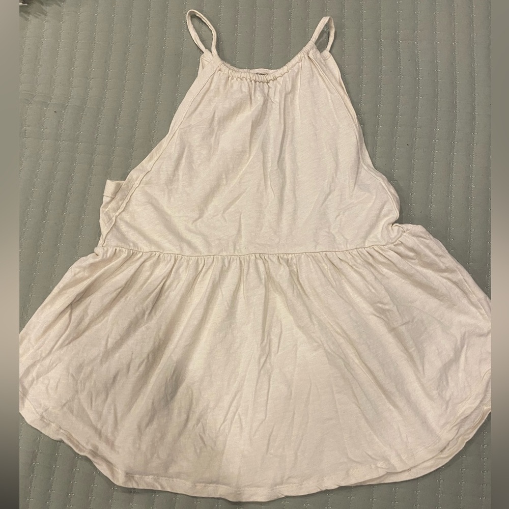 American Eagle Babydoll Peplum Oatmeal Tank Top Medium